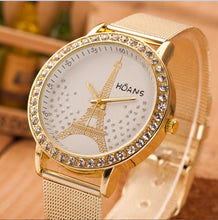 Women Crystal Tower Gold Stainless Steel Mesh Band Ladies Wrist Watch Watches&  J4U66