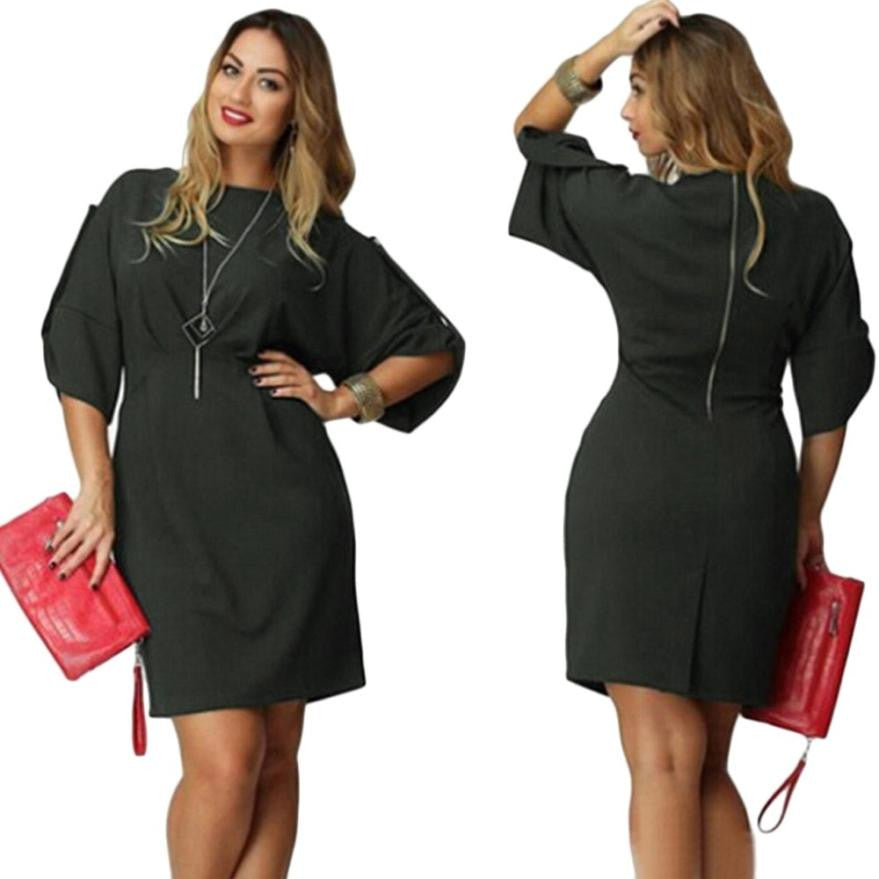 Women Dress Lady Oversize Loose Pullover Party Solid Mini Dress Plus Big Size XXXXXXL J4U66
