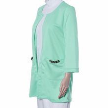 Women Fashion Warmer Pocket Jacket Outwear Parka Collarless Solid Cardigan Long Coat Overcoat Plus Size J4U66