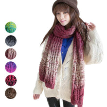 Women Gradient Color Women Knit Wool Thick Scarf Shawl Wrap Neck Warmer Fast Shipping J4U66
