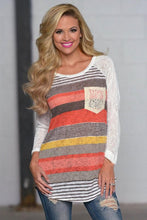 Women Raglans Baseball T Shirt Lace Pocket Slogan Tee Shirts Fashion Stripe Long Sleeve Boho Style Tops J4U66