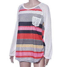 Women Raglans Baseball T Shirt Lace Pocket Slogan Tee Shirts Fashion Stripe Long Sleeve Boho Style Tops J4U66