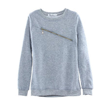 Women Sexy Zipper Leisure Round Neck Sweater Fleece T-shirt and Trousers Two Pieces Suit Cloth  J4U66