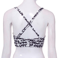 Women Sexy Backless Halter Letter Printed Tops Padded Strapless Crop Top Bra Cami Bralette Tank Tops Shirt J4U66