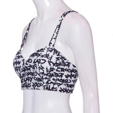 Women Sexy Backless Halter Letter Printed Tops Padded Strapless Crop Top Bra Cami Bralette Tank Tops Shirt J4U66