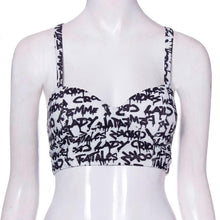 Women Sexy Backless Halter Letter Printed Tops Padded Strapless Crop Top Bra Cami Bralette Tank Tops Shirt J4U66