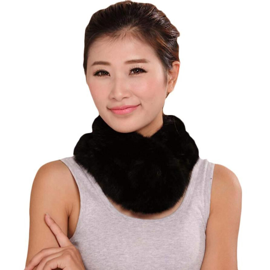 Women Scarf Lady Casual Fur Scarves Fur Ball Velvet Scarf  J4U66