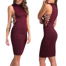 Women's Sleeveless Sexy Bandage Hollow Out Dresses Party Night Club Dress Vestidos Verano Mujer  J4U66