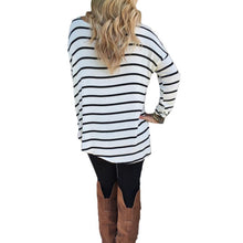 Women's Tops Fashion Casual Long Sleeve Stripe Tops Slim T-shirt Women Tee Shirt Poleras Harajuku J4U66