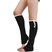 Women's Crochet Knitted Stocking Footless Leg Warmers Boot Lace Trim Thigh High Fast Shipping J4U66