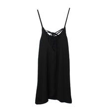 Womens Lady Sexy &Casual Sleeveless Black Bandage Chiffon Spaghetti Strap Cross Backless Dresses Plus Size XXL J4U66
