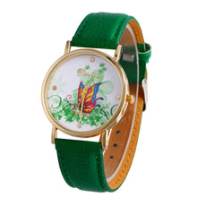 geneva butterfly flower print watch women ladies fashion dress quartz wrist Watch fast shipping J4U66