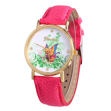 geneva butterfly flower print watch women ladies fashion dress quartz wrist Watch fast shipping J4U66