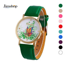 geneva butterfly flower print watch women ladies fashion dress quartz wrist Watch fast shipping J4U66