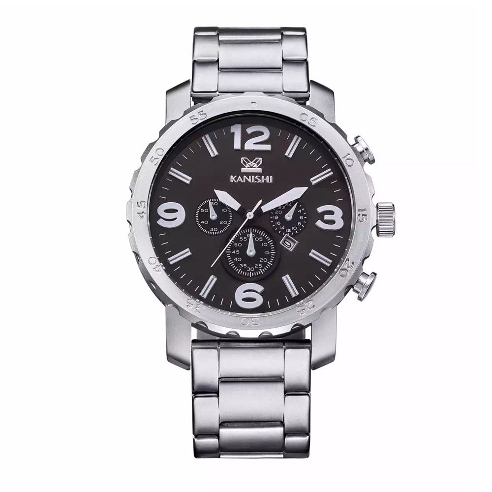 KANISHI Business Quartz watch Men sport Military Watches Men Stainless Steal Strap army wristwatch clock hours Complete J4U66