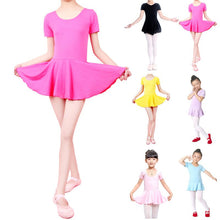 Kid Girls Short Sleeve Leotard Gymnastics Cotton Ballet Dance Dress Dancewear J4U66
