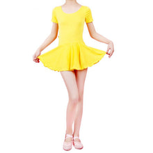 Kid Girls Short Sleeve Leotard Gymnastics Cotton Ballet Dance Dress Dancewear J4U66