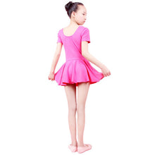 Kid Girls Short Sleeve Leotard Gymnastics Cotton Ballet Dance Dress Dancewear J4U66
