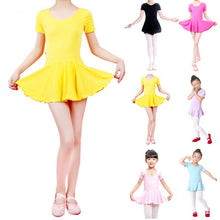 Kid Girls Short Sleeve Leotard Gymnastics Cotton Ballet Dance Dress Dancewear J4U66