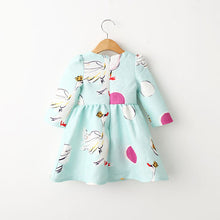 Kids 2-7Y Baby Girls Dress Long Sleeve Round Neck Tutu Dress Party One-Piece Dresses J4U66