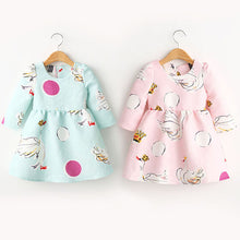Kids 2-7Y Baby Girls Dress Long Sleeve Round Neck Tutu Dress Party One-Piece Dresses J4U66