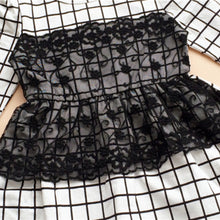 Kids Baby Girls Dress Long Sleeve One Piece Dresses Lace Plaids Checks 2-6Y Costume Freeshiping J4U66
