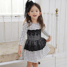 Kids Baby Girls Dress Long Sleeve One Piece Dresses Lace Plaids Checks 2-6Y Costume Freeshiping J4U66