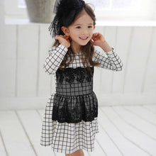 Kids Baby Girls Dress Long Sleeve One Piece Dresses Lace Plaids Checks 2-6Y Costume Freeshiping J4U66
