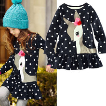 Kids Baby Girls Long Sleeve Lace Dress One-piece Dots Deer Cotton Dresses Toddlers Clothes J4U66