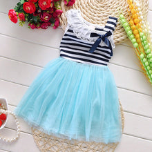Kids Baby Girls Stripe Lace Tutu Dress Brace Bowknot Ruffle Tulle Baby One-piece Dresses 2-6Years J4U66