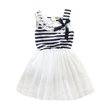 Kids Baby Girls Stripe Lace Tutu Dress Brace Bowknot Ruffle Tulle Baby One-piece Dresses 2-6Years J4U66