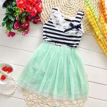 Kids Baby Girls Stripe Lace Tutu Dress Brace Bowknot Ruffle Tulle Baby One-piece Dresses 2-6Years J4U66