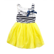 Kids Baby Girls Stripe Lace Tutu Dress Brace Bowknot Ruffle Tulle Baby One-piece Dresses 2-6Years J4U66