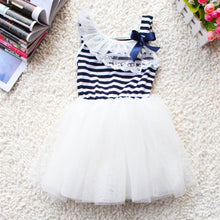 Kids Baby Girls Stripe Lace Tutu Dress Brace Bowknot Ruffle Tulle Baby One-piece Dresses 2-6Years J4U66