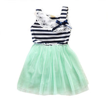 Kids Baby Girls Stripe Lace Tutu Dress Brace Bowknot Ruffle Tulle Baby One-piece Dresses 2-6Years J4U66