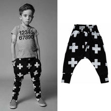 Kids Baby Unisex Cotton Cross Pattern Bottoms Harem Pants Boys Girls Punk Rock Trousers 2-6Years J4U66