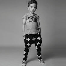 Kids Baby Unisex Cotton Cross Pattern Bottoms Harem Pants Boys Girls Punk Rock Trousers 2-6Years J4U66