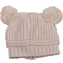 Kids Baby Warm Crochet Hats Knitted Two Balls Beanies Knit Sweater Cap Earflap Hat J4U66
