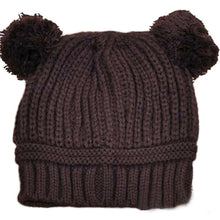 Kids Baby Warm Crochet Hats Knitted Two Balls Beanies Knit Sweater Cap Earflap Hat J4U66