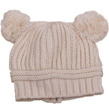 kids baby warm crochet hats knitted two balls beanies knit sweatercap earflap hat J4U66