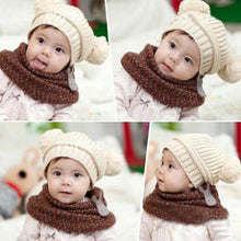 kids baby warm crochet hats knitted two balls beanies knit sweatercap earflap hat J4U66