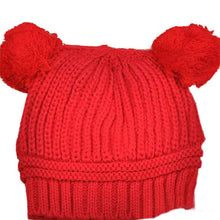 kids baby warm crochet hats knitted two balls beanies knit sweatercap earflap hat J4U66