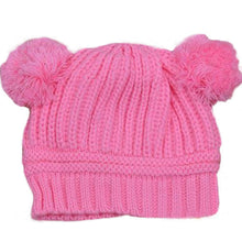kids baby warm crochet hats knitted two balls beanies knit sweatercap earflap hat J4U66