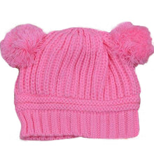 Kids Baby Warm Crochet Hats Knitted Two Balls Beanies Knit Sweater Cap Earflap Hat J4U66