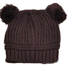 kids baby warm crochet hats knitted two balls beanies knit sweatercap earflap hat J4U66