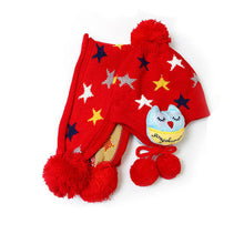 Kids Boys Girls Crochet Warm Beanie Five Pointed Star Baby Earflap Hat Scarf+Cap 2pcs J4U66