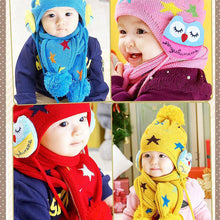Kids Boys Girls Crochet Warm Beanie Five Pointed Star Baby Earflap Hat Scarf+Cap 2pcs J4U66