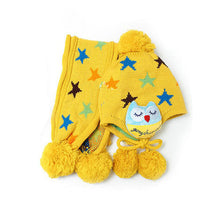 Kids Boys Girls Crochet Warm Beanie Five Pointed Star Baby Earflap Hat Scarf+Cap 2pcs J4U66