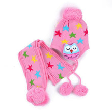 Kids Boys Girls Crochet Warm Beanie Five Pointed Star Baby Earflap Hat Scarf+Cap 2pcs J4U66