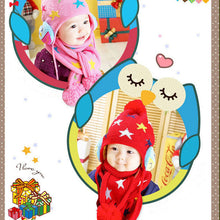 Kids Boys Girls Crochet Warm Beanie Five Pointed Star Baby Earflap Hat Scarf+Cap 2pcs J4U66
